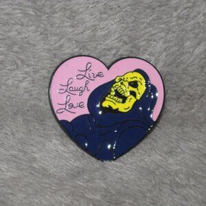 1980s Cartoon He-Man MOTU Skeletor Live Laugh Love Metal Enamel Pin 251036A2